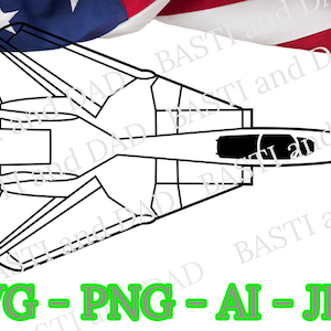 F-14 Tomcat Silhouette svg, Vector PNG, Fighter Jet F-14 png, Military Aircraft ai and jpeg
