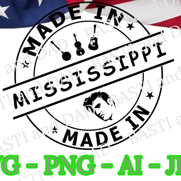 Made in Mississippi Svg, Mississippi Svg, United States Png, US State Svg, Mississippi Stamp png, Made in Jpg, Silhouette Vector, Cut File