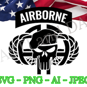 US Army 82nd Skull and Airborne Wings SVG, PNG, ai and jpeg, Special Forces, Airborne Ranger,
