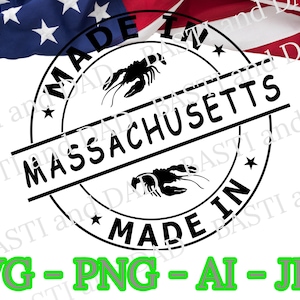Made in Massachusetts Svg, Massachusetts Png, United States, US State, Massachusetts Stamp, Made in svg, Silhouette Vector, Cut File Design
