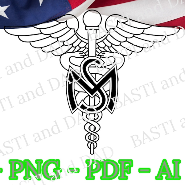 Army Medical Specialist Corps Branch Insignia svg, SP Corps US Army SVG, png, ai and jpeg, pdf