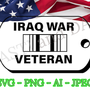 Iraq War Veteran Tag SVG, PNG, ai and jpeg, USAF, Army, Navy, Marines Veteran File, Iraq Veteran logo design