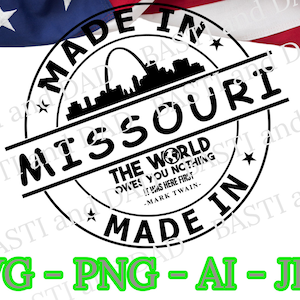 Made in Missouri Svg, Missouri Svg, United States Png, US State Svg, Missouri Stamp png, Made in Jpg, Silhouette Vector, Cut File Design