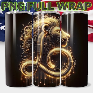20oz Skinny Tumbler Png, Leo Zodiac Sign Wrap, Horoscope Tumbler, Sublimation Design Png, Astrology Png, Digital download, Tumbler Png