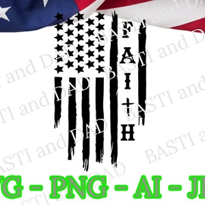 US Flag Distressed with Cross Faith SVG, PNG, ai and jpeg, Patriotic File, Christian Rustic Flag Cross
