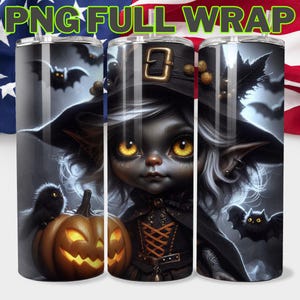 Halloween Gnome Tumbler Wrap, 20oz Skinny Tumbler Sublimation Design, Pumpkin Tumbler Wrap, Halloween Tumbler Wrap Digital Download Bats PNG