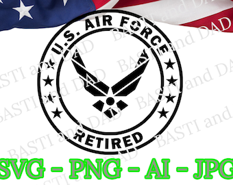Air Force Retired SVG, PNG, ai and jpeg, USAF Veteran Retired File, Veteran Retired logo design