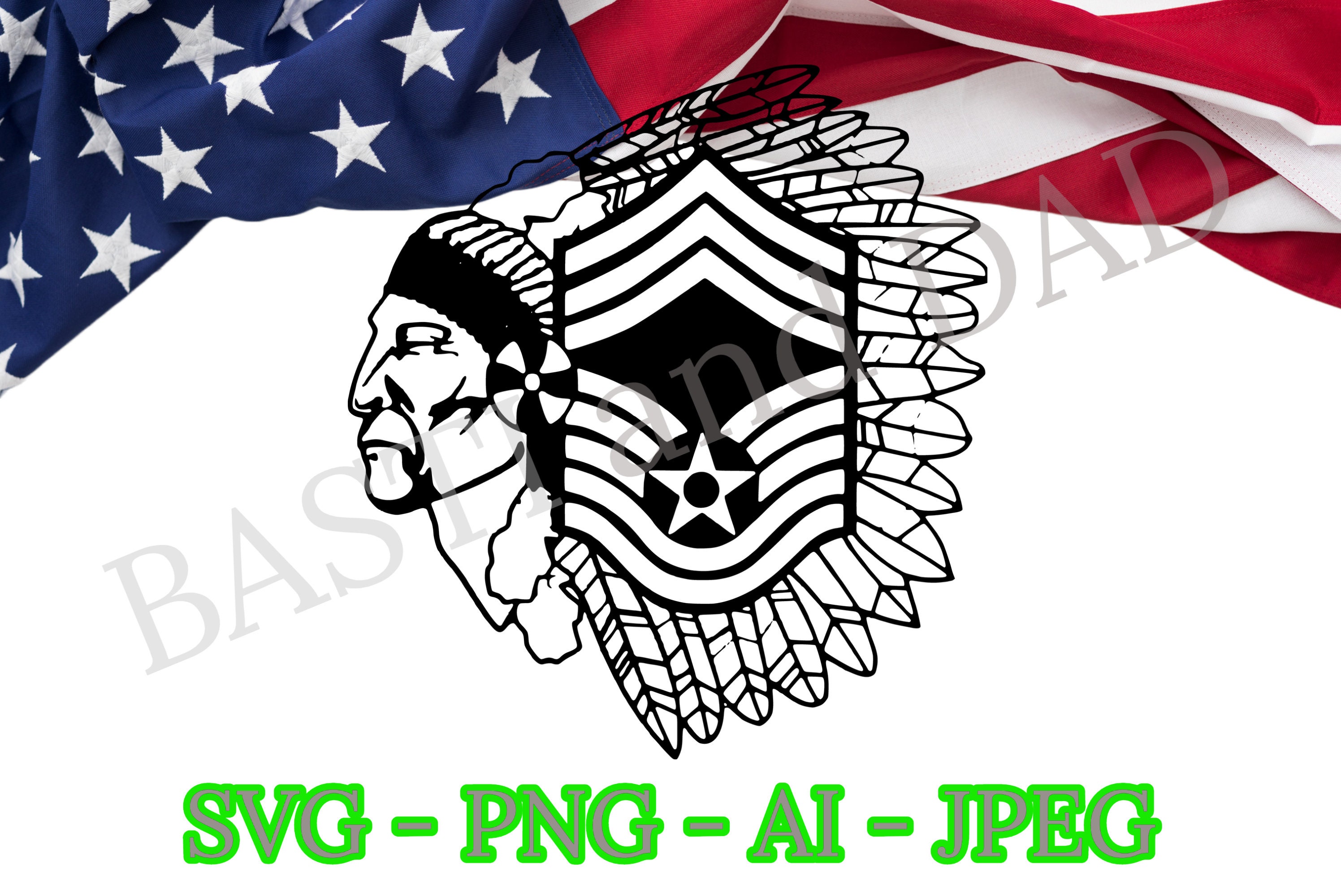 thumbnail image 2 of USAF Chief Master Sergeant Indian Head Decal - Air Force Insignia Sticker 2 of 4