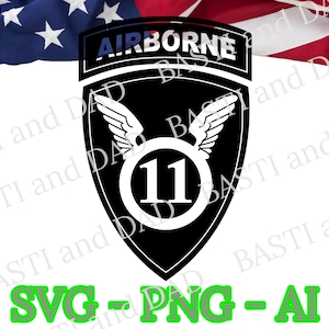 US Army 11th Airborne Division Patch SVG, PNG, ai and jpeg Ranger, Airborne Battalion, Arctic Angels, &quot;On to Tokyo!&quot;