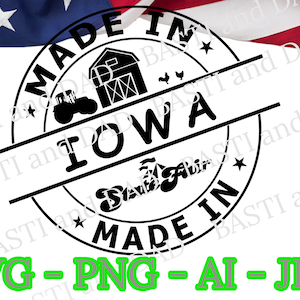Made in Iowa Svg, Iowa Svg, United States Png, US State Svg, Iowa Stamp png, Made in Jpg, Silhouette Vector, Cut File Design