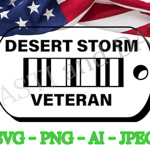 Desert Storm Veteran SVG, PNG, ai and jpeg, USAF, Army, Navy, Marines Veteran File, Iraq Veteran logo design