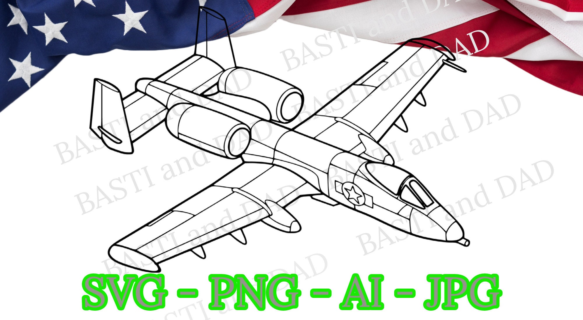 A-10 サンダーボルト II「ワートホッグ」シルエット (SVG、PNG