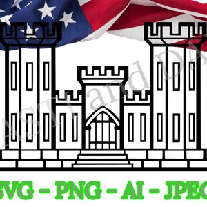 US Army Engineer Castle logo svg, Combat Engineer 12B SVG, png, ai and jpeg, Army Corps of Engineers