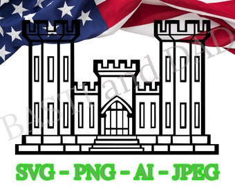 Logo du château de l’ingénieur de l’armée américaine svg, Ingénieur de combat 12B SVG, png, ai et jpeg, Army Corps of Engineers