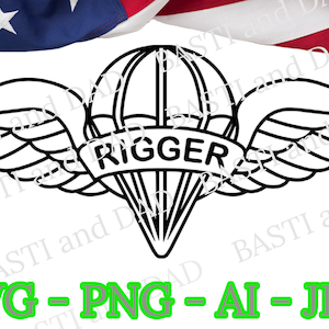 US Army Parachute Rigger Badge SVG, PNG, ai and jpeg, Parachute Rigger, Airborne Parachute,