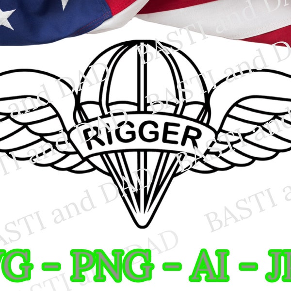 US Army Parachute Rigger Badge SVG, PNG, ai and jpeg, Parachute Rigger, Airborne Parachute,