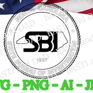 North Carolina SBI svg, Vector PNG, NC State Bureau of Investigation png, ai and jpeg