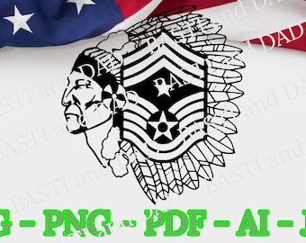 US Air Force Command Chief Master Sgt Logo SVG, png, ai et jpeg, Air Force, Command Chief Master sergent, amérindien, logo de l’USAF
