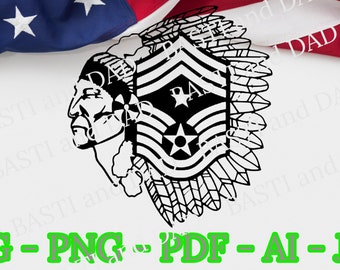 US Air Force Command Chief Master Sgt Logo SVG, png, ai et jpeg, Air Force, Command Chief Master sergent, amérindien, logo de l’USAF