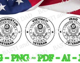 US Army Military Veteran SVG, png, ai, pdf and jpeg, Iraq Vet, Afghanistan Veteran, Vietnam Veteran File, Army Veteran Air Force, US Marines