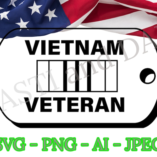 Vietnam War Veteran Tag SVG, PNG, ai and jpeg, USAF, Army, Navy, Marines Veteran File, Nam Veteran logo design