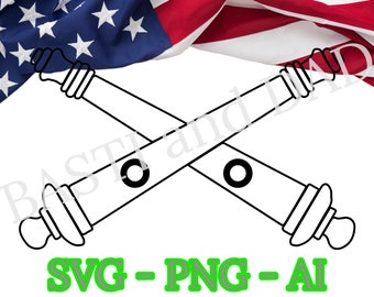 Field Artillery Branch Crossed Cannons Branch Insignia svg, Field Artillery US Army SVG, png, ai and jpeg,