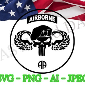 US Army 82nd Skull and Airborne Wings SVG, PNG, ai and jpeg, Special Forces Skull, Airborne Ranger
