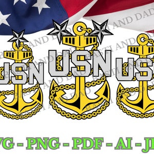 US Navy Chief Anchor color logo SVG, PNG, ai, pdf and jpeg Seal&#39;s, Master Chief Anchors, Senior Chief, Goat Locker, Sublimation digital file