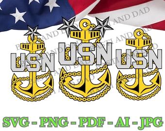 US Navy Chief Anchor color logo SVG, PNG, ai, pdf and jpeg Seal&#39;s, Master Chief Anchors, Senior Chief, Goat Locker, Sublimation digital file
