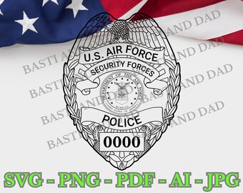 US Air Force Security Forces Police Badge USAF svg, png cut file, ai  graphics file, Special Forces MP Air Force Police, Military Police
