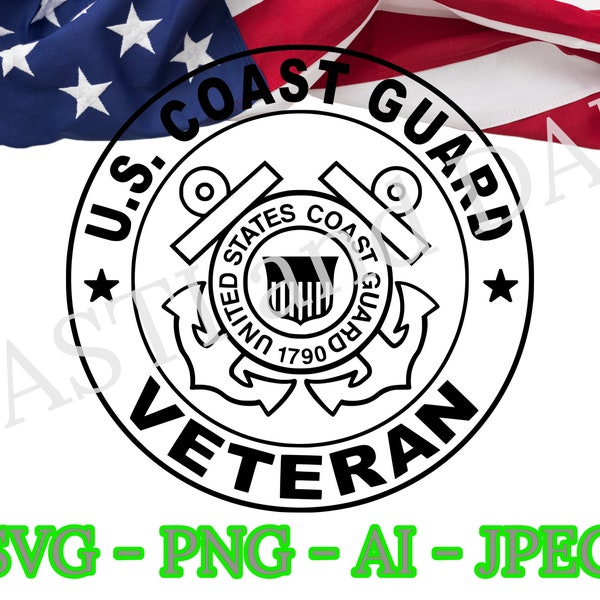 US Coast Guard Veteran logo svg, Semper Paratus Vet SVG, png, ai and jpeg