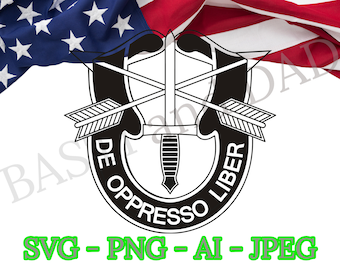 US Army Special Forces Logo SVG, PNG, ai and jpeg, Special Forces, Green Berets, Army De Oppresso Liber, Military logo