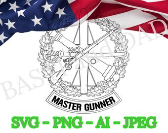 US Army Master Gunner logo SVG, PNG, ai and jpeg, Special Forces, Fort Benning, Identification Badge, Military logo