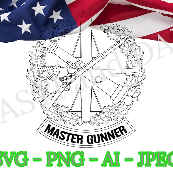 US Army Master Gunner logo SVG, PNG, ai and jpeg, Special Forces, Fort Benning, Identification Badge, Military logo