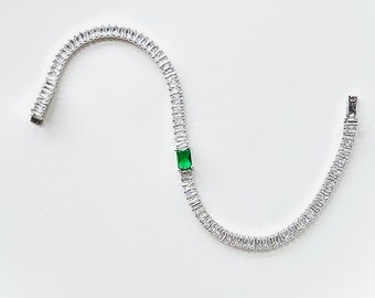 Emerald Bracelet | Tennis Bracelet With May Birthstone | Crystal bracelet.