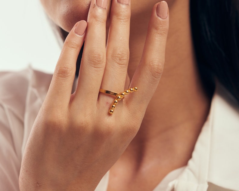 Moon ring Modern ring Crescent ring Adjustable ring Statement ring Delicate gold ring for her Elegant ring Minimalist Jewelry image 1