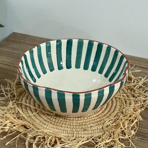 Colorful Handmade Salad Bowl | Wavy Sides Bowl | Ceramic Serving Bowl | Hand Painted Moroccan Artisanal Bowl | Kitchen Decor.