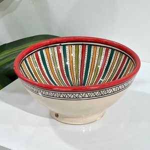 Marokkanische handgefertigte Keramik-Salatschüssel | Handbemalte marokkanische Kunsthandwerk-Schüssel | Dekoschüssel | Servierschüssel.
