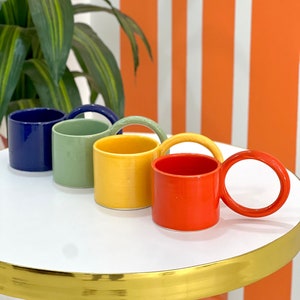 Handmade Ceramic Mug - Colorful Mug for Coffee Lovers - Mug With Big Handle - Handmade Pottery Mug - Gift For Coffee Lovers - ( 1 Mug )