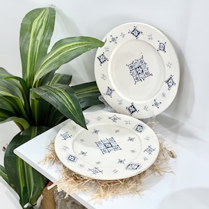 Set of 2 Handmade and hand-painted Moroccan ceramic plate - Moroccan Serving Platter - Kitchen Serving Platter - Handmade Pottery Dish Set