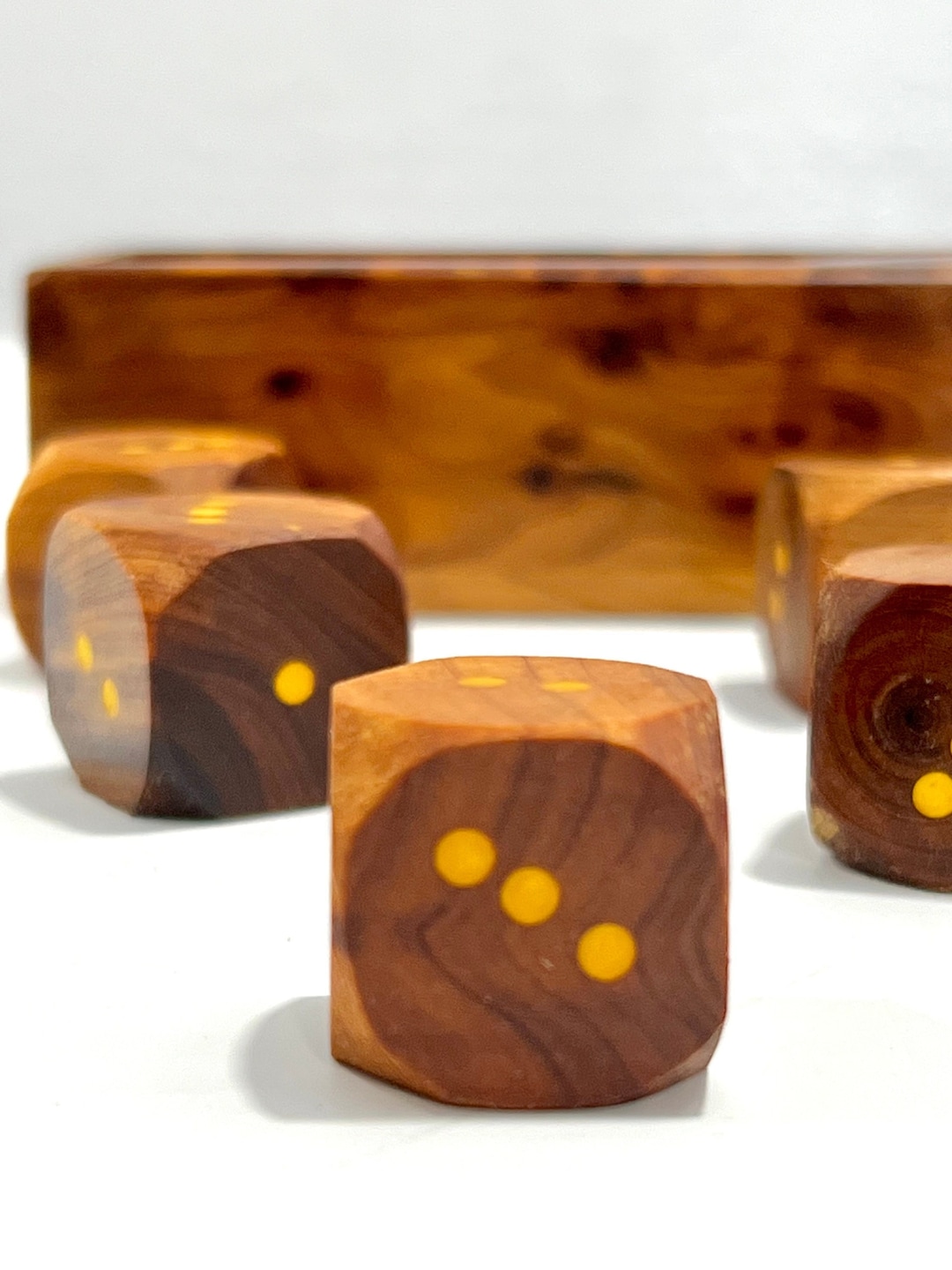 Handmade Thuya Wood Dice Box Set With 5 Dice / 20 Mm 3/4 / Wooden Dice