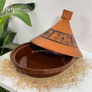 Moroccan Ceramic Tagine Pot, Cooking & Serving Tagine, Hand-painted Tagine, Lead-Free Cookware, Non-Stick, Handmade Ceramic Pot