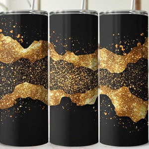 Gold Glitter Wavy Tumbler Wrap 20oz Skinny Tumbler Sublimation Design PNG Seamless Sublimation Straight Wrap Glitter Frosting Drip Download