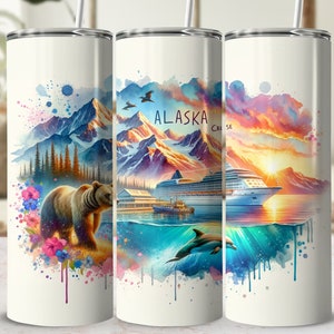 Alaska Cruise Tumbler Wrap 20 oz Sublimation Design Cruise PNG 20oz Skinny Tumbler Digital Download PNG Alaskan Cruise Design Commercial Use