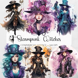 Steampunk Witch Clipart Steampunk Clipart Halloween Clipart Witch Junk Journal Witchy Clipart Pastel Witch PNG Fantasy Clipart Witch Sticker