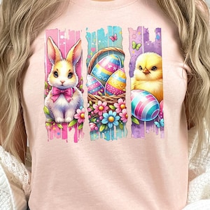 Joli lapin de Pâques PNG coup de pinceau Pâques Png aquarelle florale coquette de Pâques noeud PNG oeuf de Pâques printemps poussin pastel sublimation design