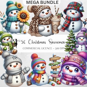 Niedliche Schneemänner Clipart Schneemann PNG Weihnachtsgrafiken Winterferien Schneemann Druckbare Festliche PNG Weihnachtsaufkleber Sublimationsdesign Shirt