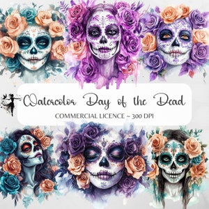 Tag der Toten PNG Catrina Clipart Junk Journal Aufkleber Dia de los Muertos Sublimation Design Becher Tumbler Shirt Floral Scrapbook