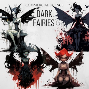 Dark Fairy PNG Fairy Clipart Fairy PNG Halloween PNG Watercolor Dark Academia Prints Fantasy png Gothic png Witchcraft png Horror png