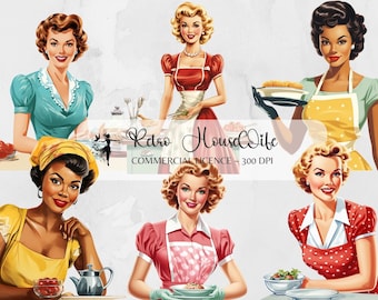 Retro Housewife Clipart 50s PNG 50s Housewife Retro Clipart Retro Sublimation Retro png Retro Stickers 1950s clipart 50s Clip Art
